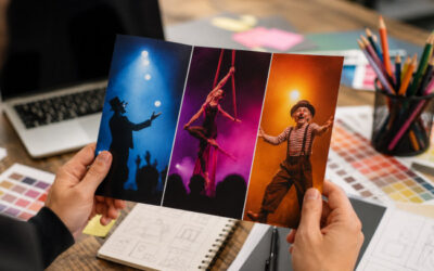 Conception d’un prospectus promotionnel pour artiste du spectacle avec visuels de scène et matériel graphique